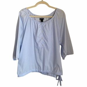 Gap Polka Dot Blouse Top 3/4 Sleeve Baby Blue XL